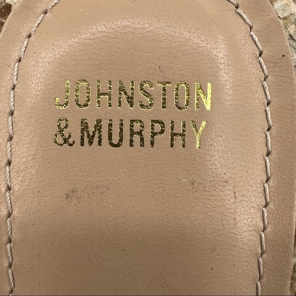 Johnston & Murphy Tan Cream Snake Print Cork Heeled Sandals Size 9 Women’s - Picture 2 of 9